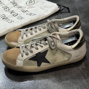 Golden Goose White & Green SuperStar Double Quarter Low-Top Sneakers Size 40 Dus